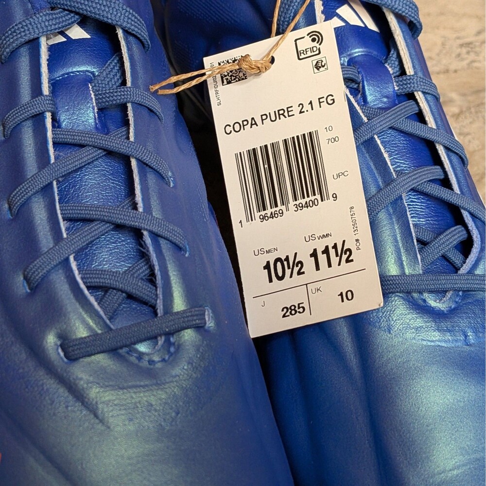 adidas Copa Pure 2.1 FG Marinerush Men's 10.5 Blue White Soccer Cleats IE4894 - Picture 5 of 12